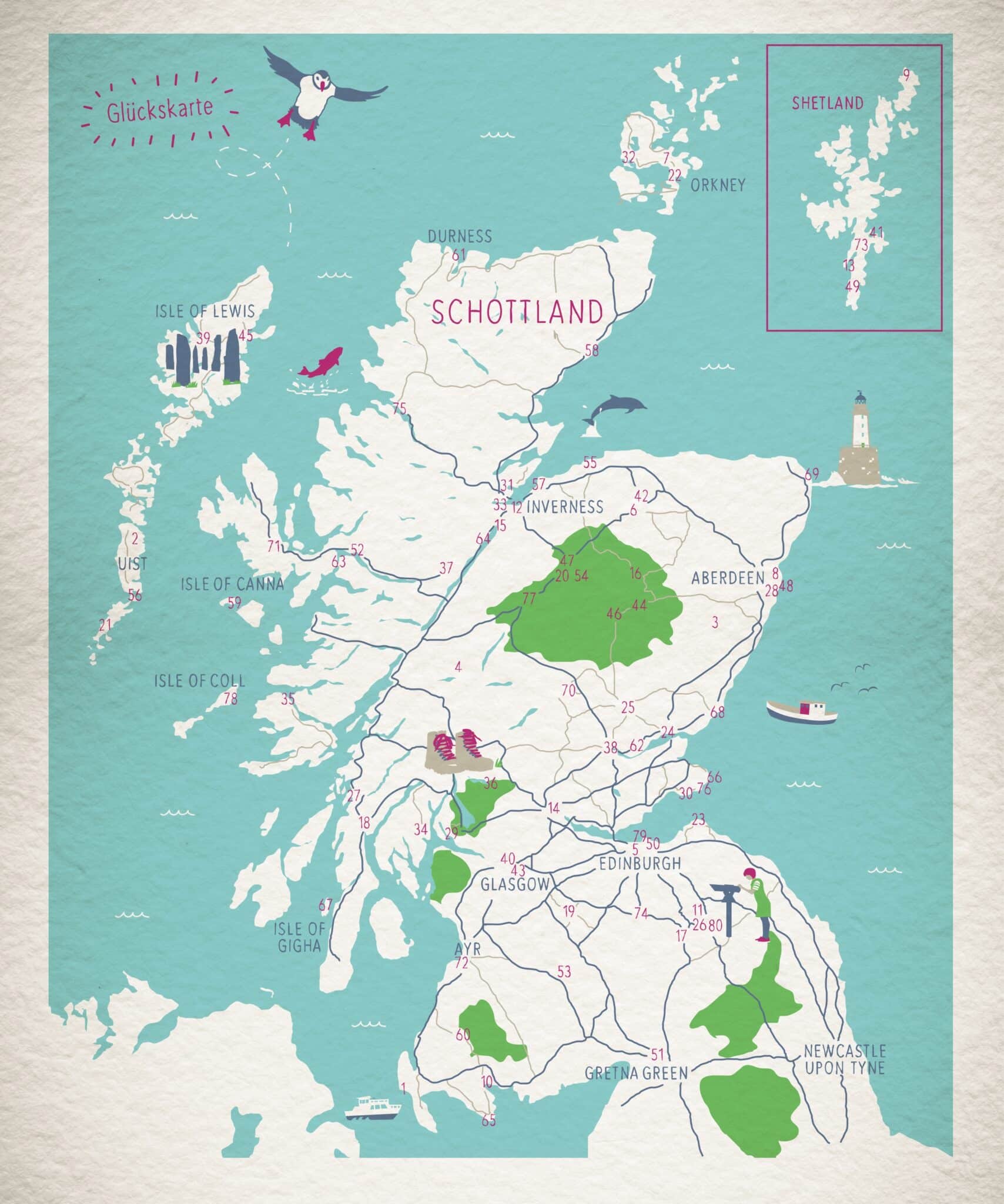 Glücksorte Schottland Karte